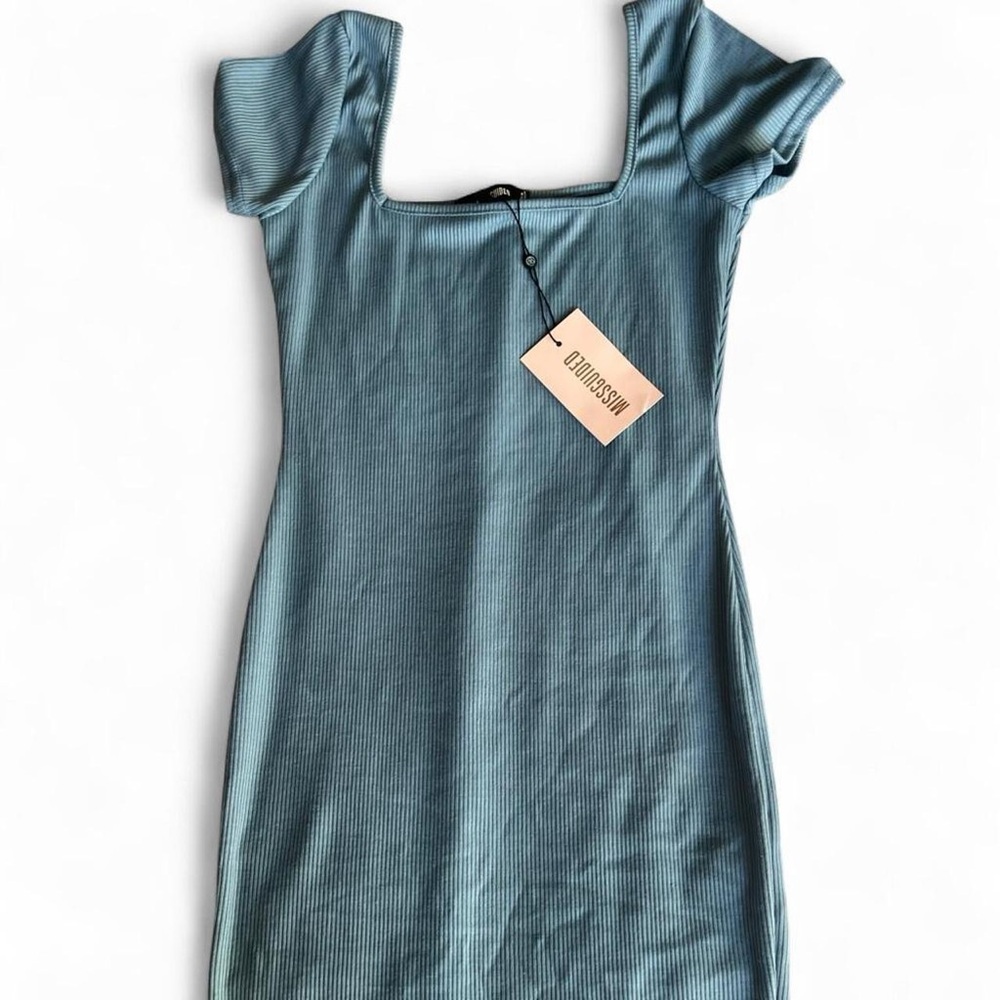 Missguided Blue Square Neck Mini Dress